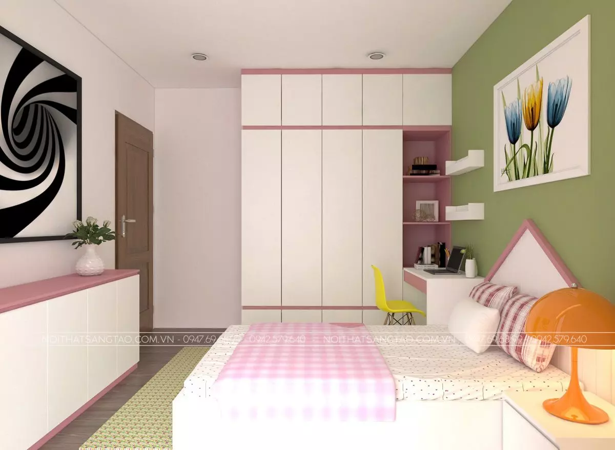 thiết kế phòng ngủ con gái